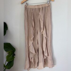 Women's Ruffle Pants in Tan
